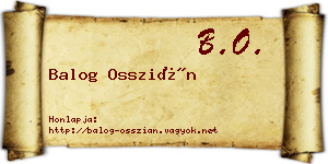 Balog Osszián névjegykártya