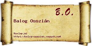 Balog Osszián névjegykártya